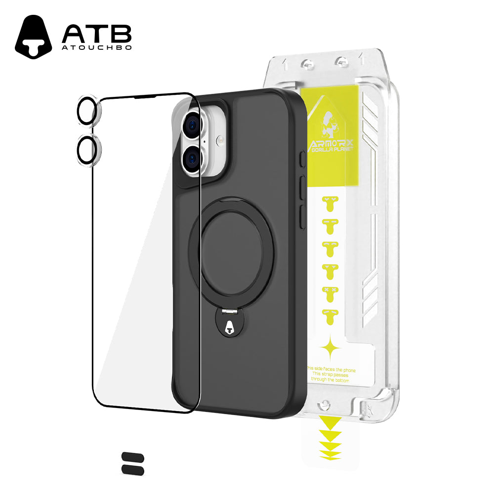 360° Rotating Bracket Shell HD Tempered Film Set (with T-Type Second Sticker Artifact) TK Version