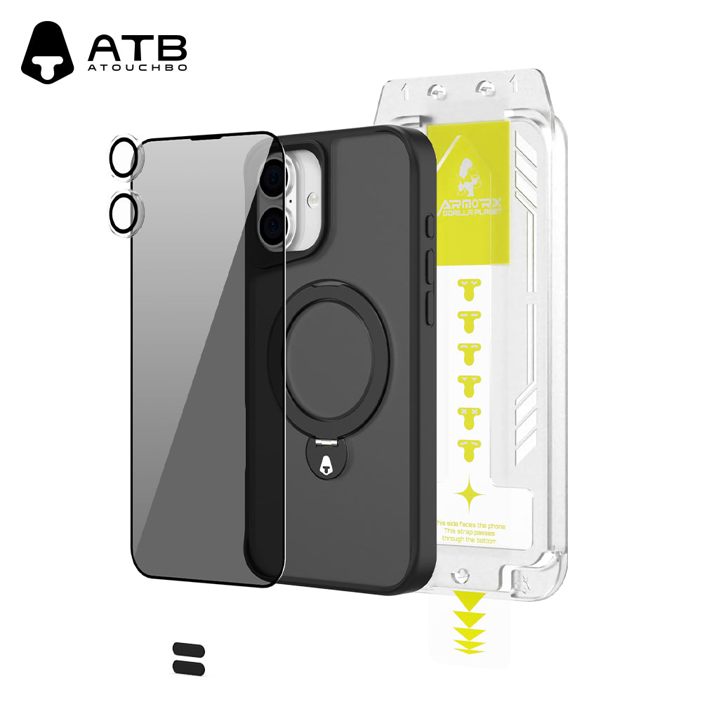 360° Swivel Bracket Shell Anti-Surveillance Tempered Film Set (with T-Type Second Sticker Artifact) TK Version