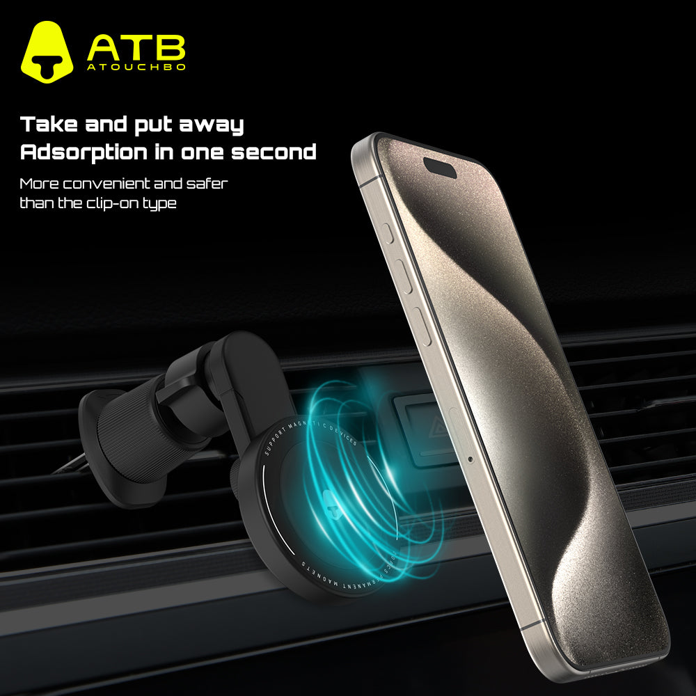 ATB Mobile Phone Holder Adjustable Folding Magnetic Car Mount Air Vent Phone Holder