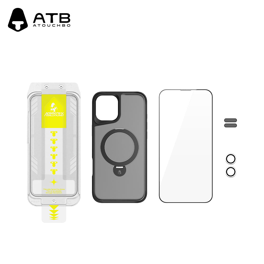 360° Rotating Bracket Shell HD Tempered Film Set (with T-Type Second Sticker Artifact) TK Version