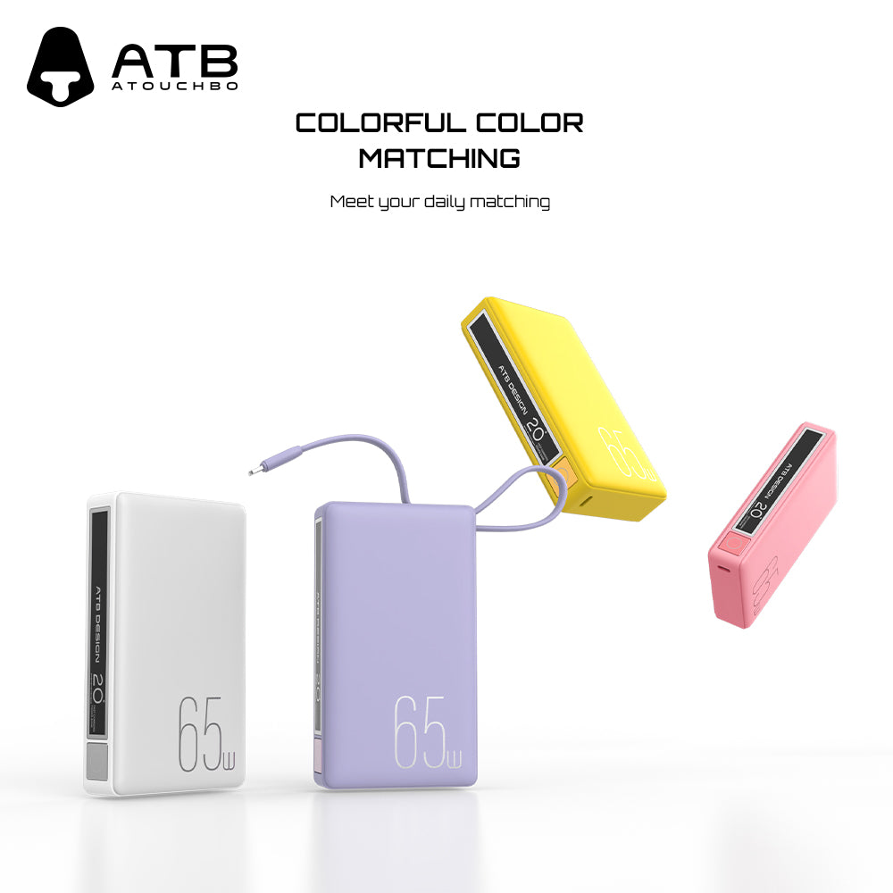 65W high-power built-in cable super fast charging mobile power bank XG-PB910