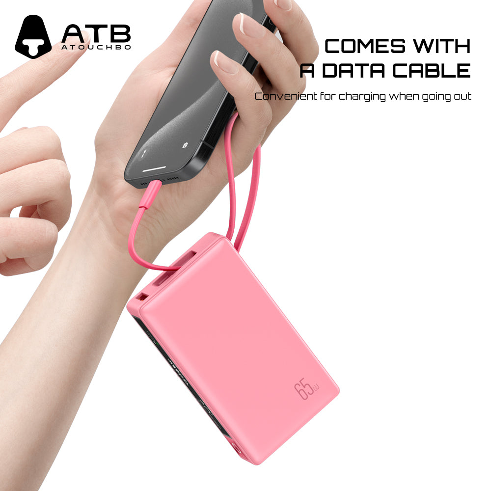 65W high-power built-in cable super fast charging mobile power bank XG-PB910