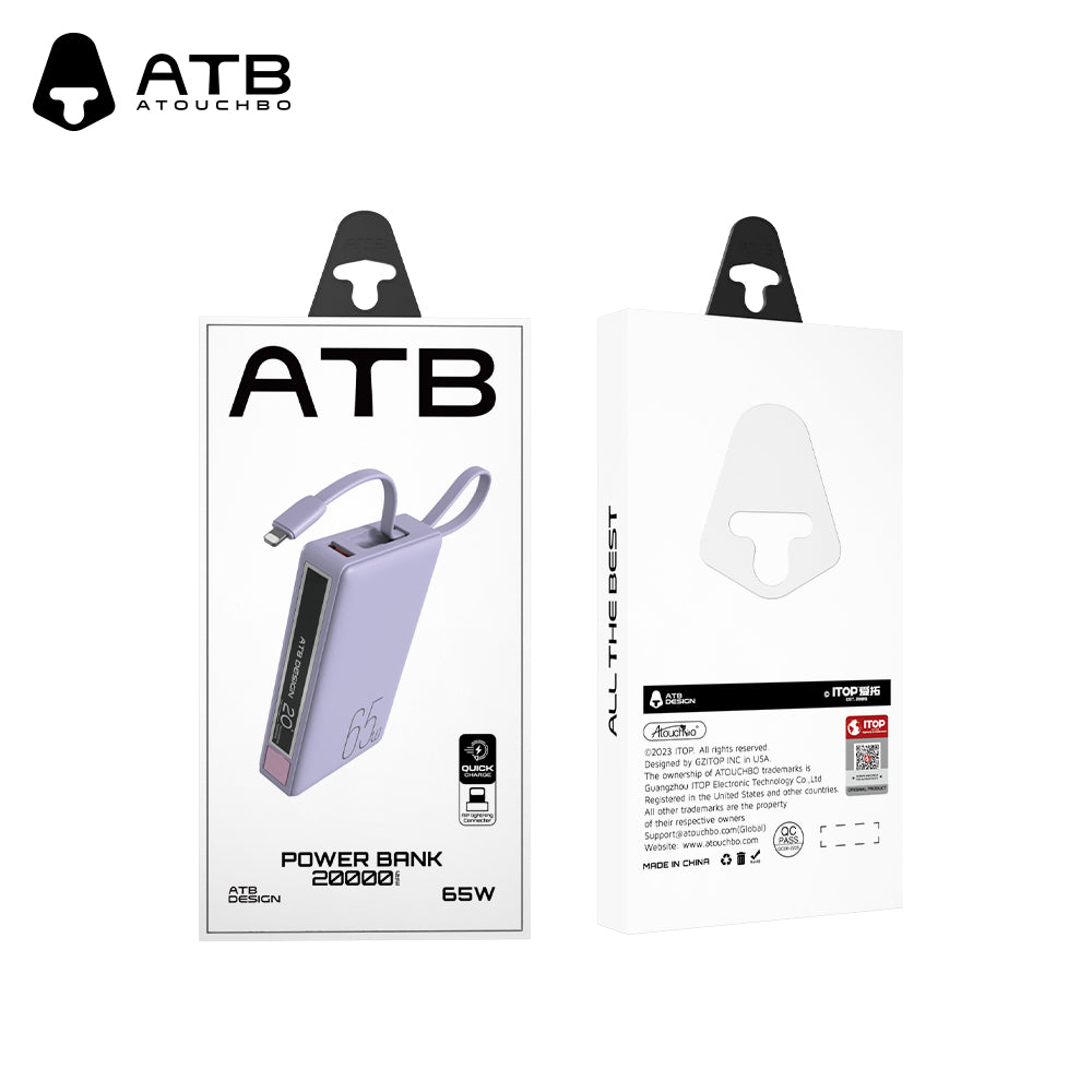 65W high-power built-in cable super fast charging mobile power bank XG-PB910