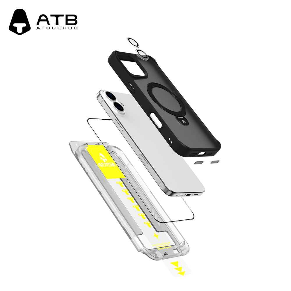 360° Rotating Bracket Shell HD Tempered Film Set (with T-Type Second Sticker Artifact) TK Version