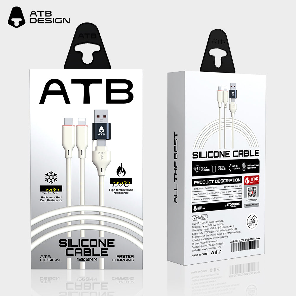 ATB Classic Series Flasher Aluminum Alloy Silicone Data Cable Two to Two