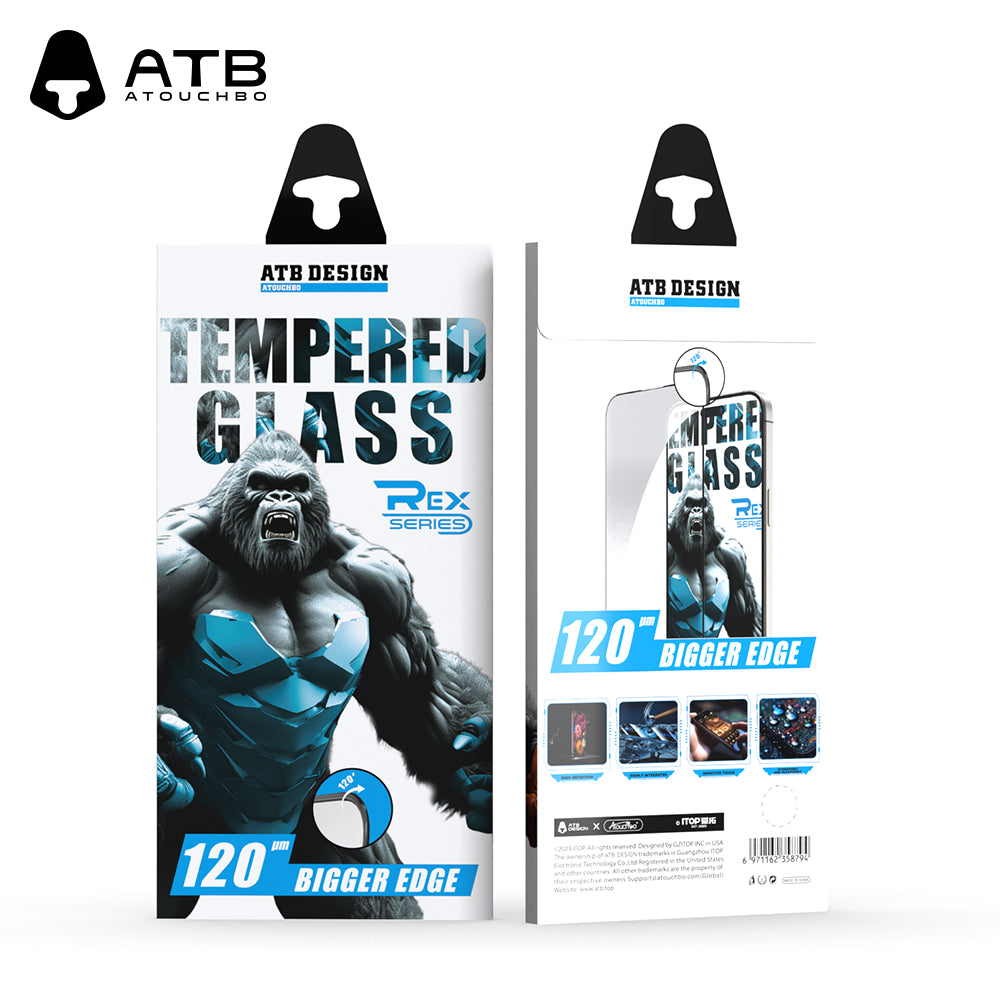 ATB Rex series 0.4 large arc edge high aluminum anti-static high-definition tempered film/Rex blue bottom plate