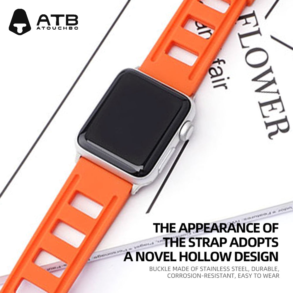 ATB Sweatproof Square Hole 38MM 40MM 49MM Silicone Watch Band For Apple Iphone Watch Se Strap