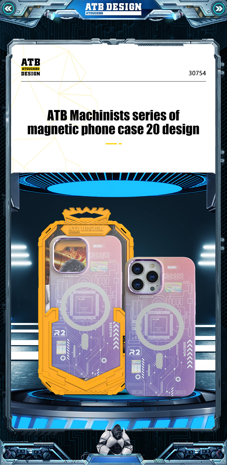 2023 New Design Acrylic Magsaf Soft TPU+PC Mechanical Element Phone Case For IPhone 14 Magnetic Phone case