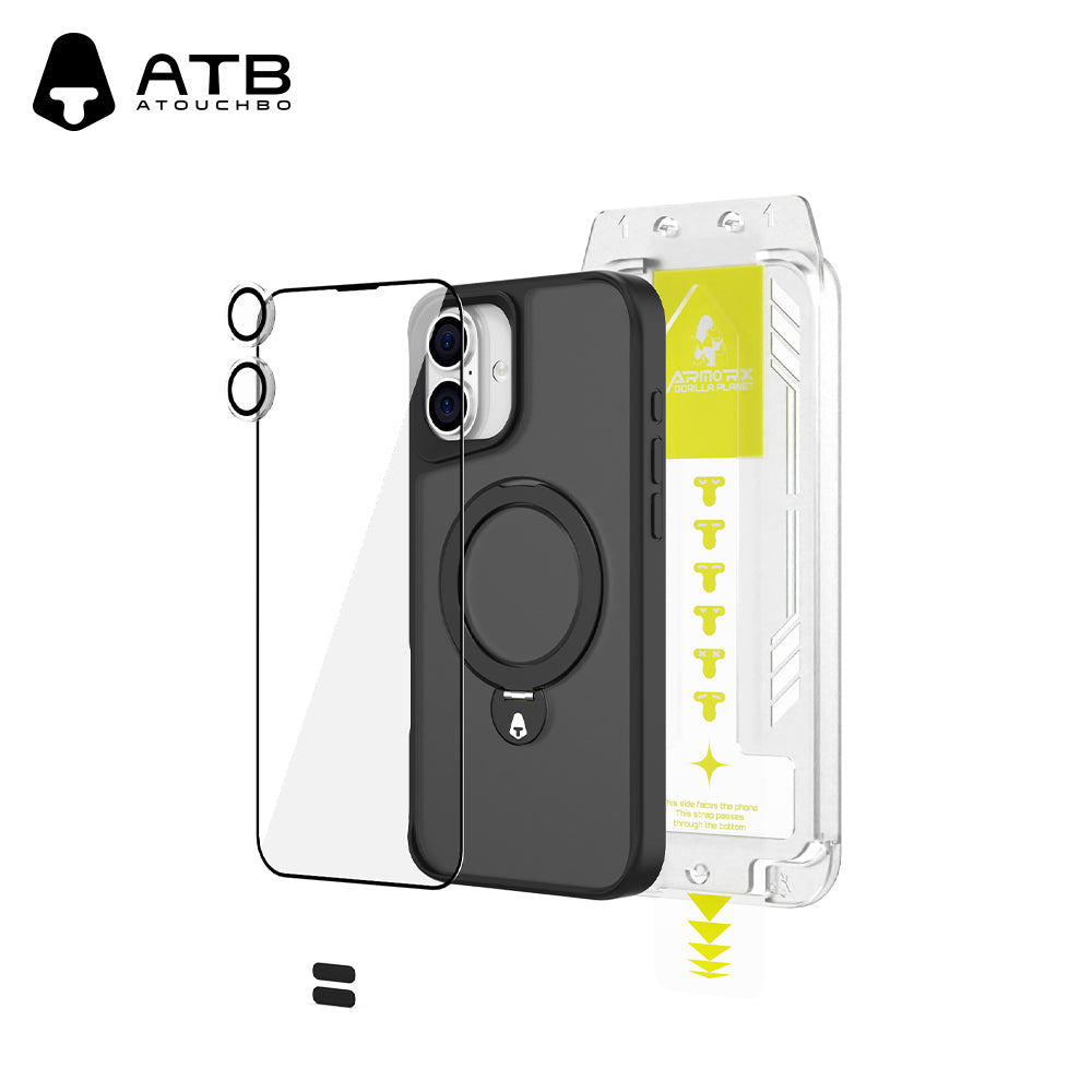 360° Rotating Bracket Shell HD Tempered Film Set (with T-Type Second Sticker Artifact) TK Version