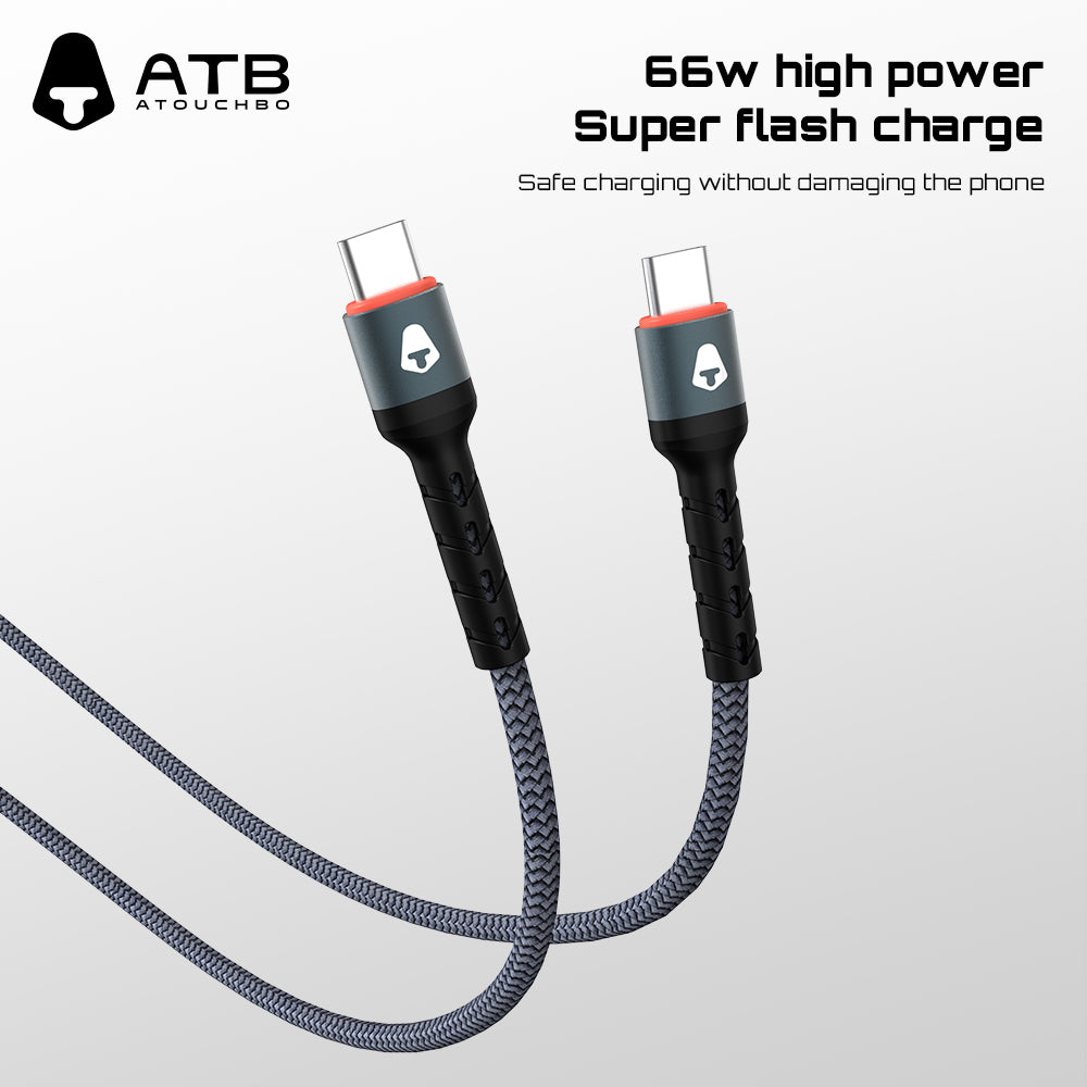 Atouchbo Wholesale Charging Cable Nylon Braided Aluminum Alloy USB Cable Mobile Phone Fast Charging USB Data Cable Type C.