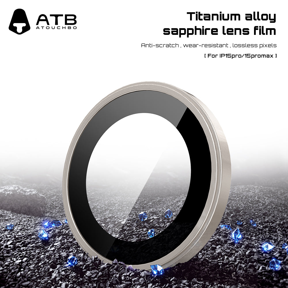 ATB [3-pack] Camera Lens Protector Phone Accessories for iPhone 15 Pro/Pro Max Ultra-tough Titanium Alloy Sapphire Lens Film Rear Camera Screen Cover [Not Easy to Break] [Strong Adsorption] [Case-Friendly] Ultra-tough Cover Sticker