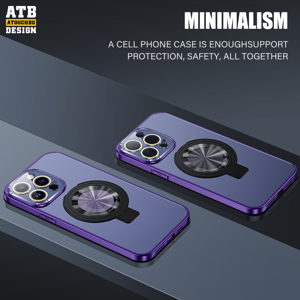 Atouchbo 2023 New Design Acrylic Magsafe Soft TPU+PC Phone Case with Ring Holder for iPhone 14 Case 13 15 Pro Max