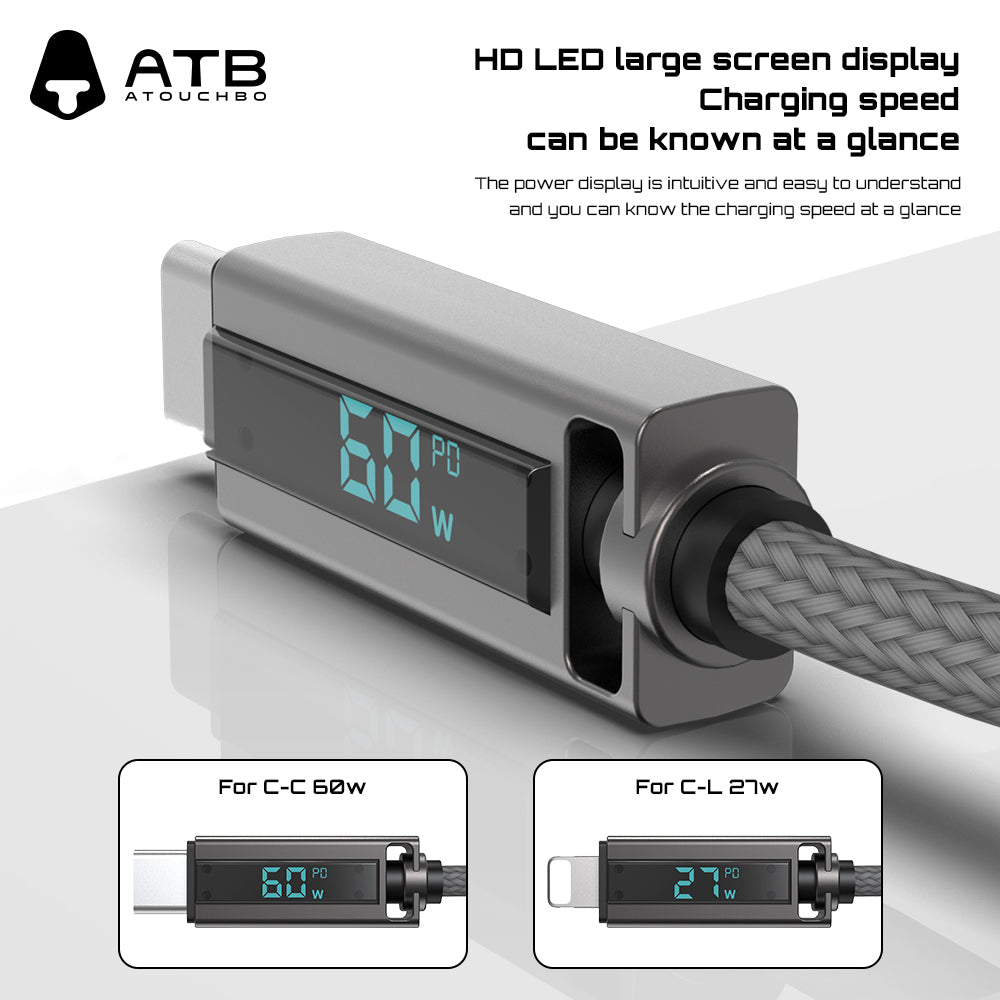 For iPhone Fast Charging LED Display USB Cable Mobile Phone 100W Fast Charging USB Data Cable Type C.