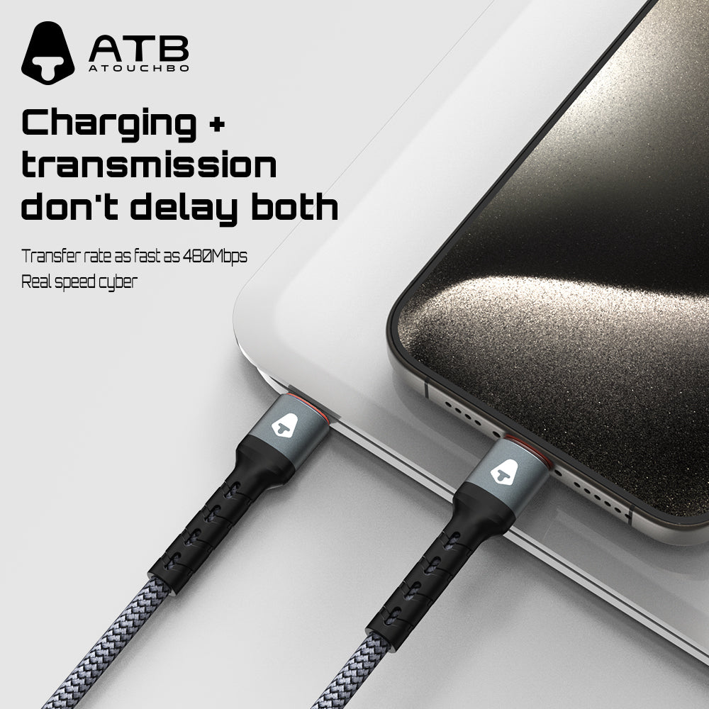 Atouchbo Wholesale Charging Cable Nylon Braided Aluminum Alloy USB Cable Mobile Phone Fast Charging USB Data Cable Type C.
