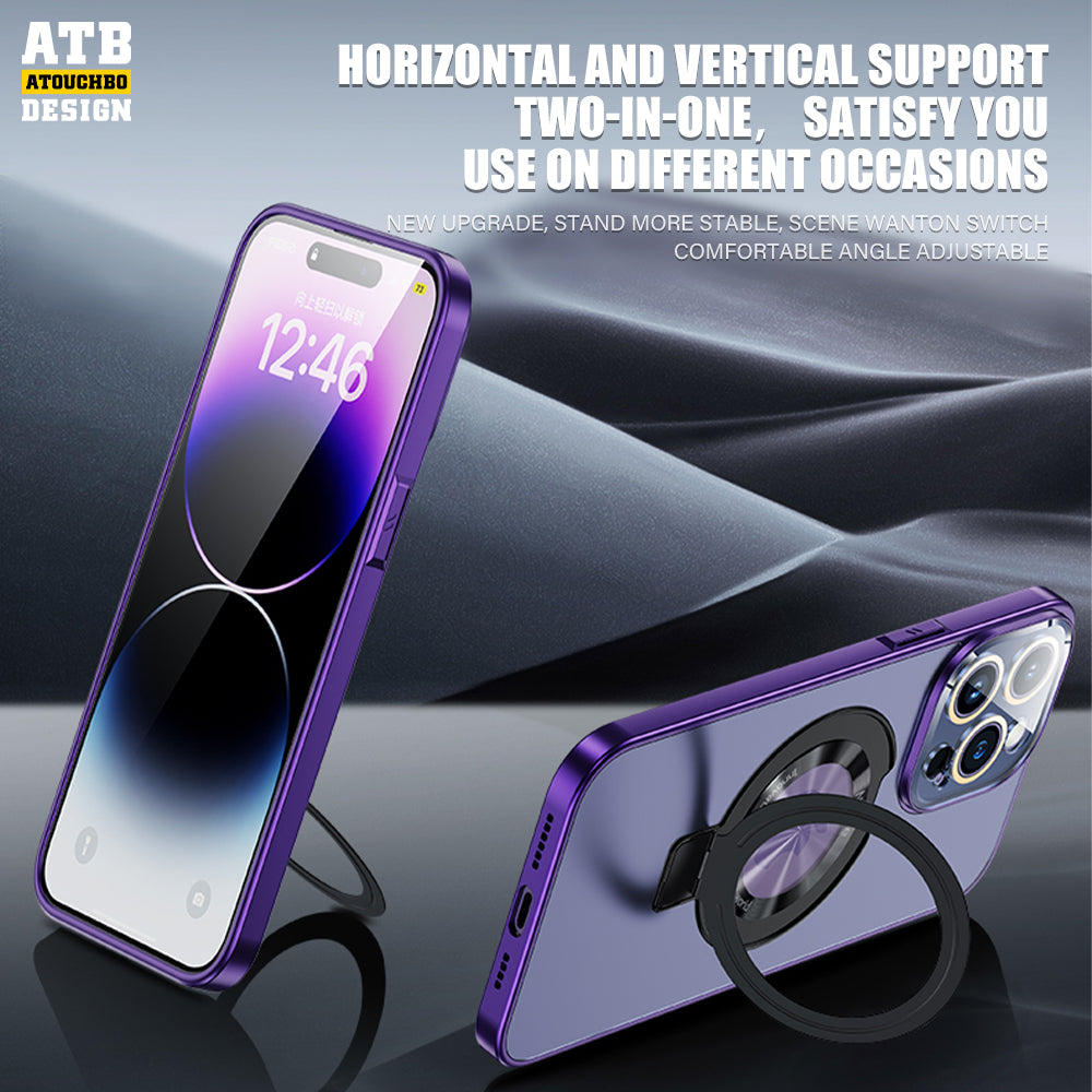 Atouchbo 2023 New Design Acrylic Magsafe Soft TPU+PC Phone Case with Ring Holder for iPhone 14 Case 13 15 Pro Max