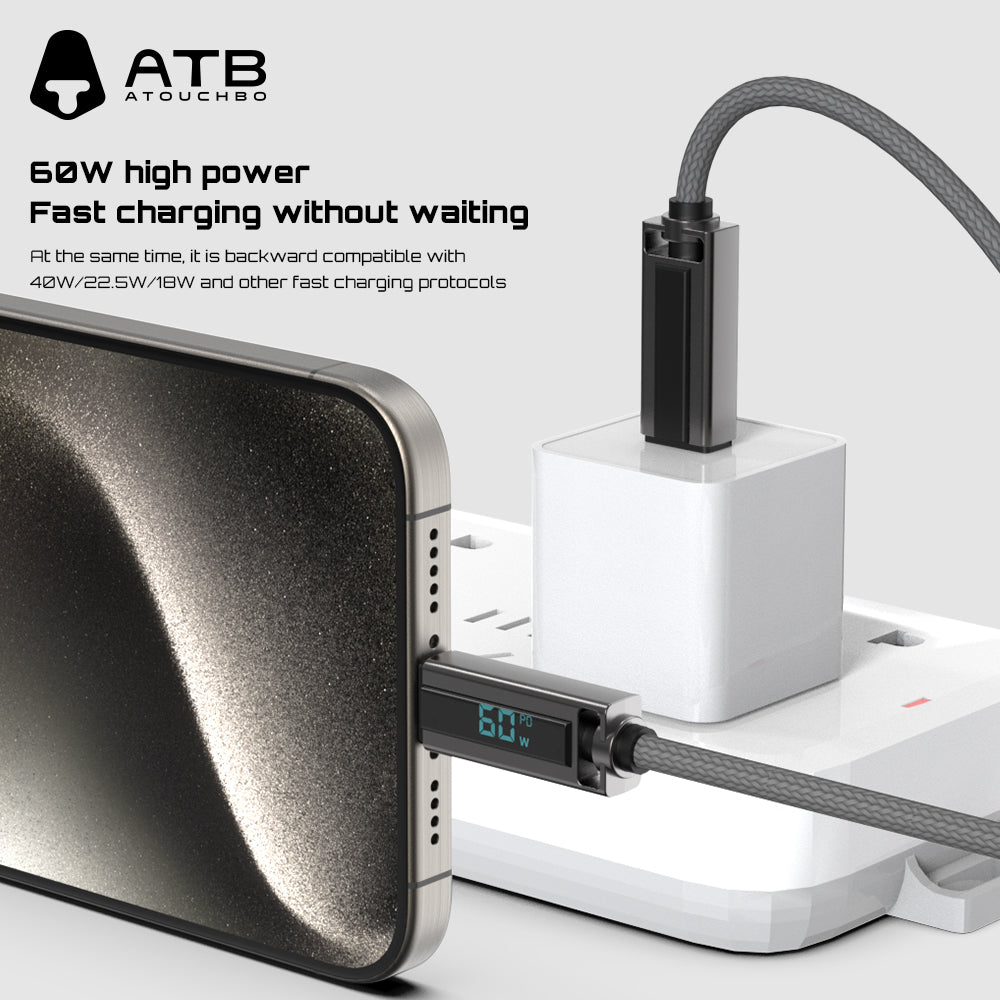 For iPhone Fast Charging LED Display USB Cable Mobile Phone 100W Fast Charging USB Data Cable Type C.