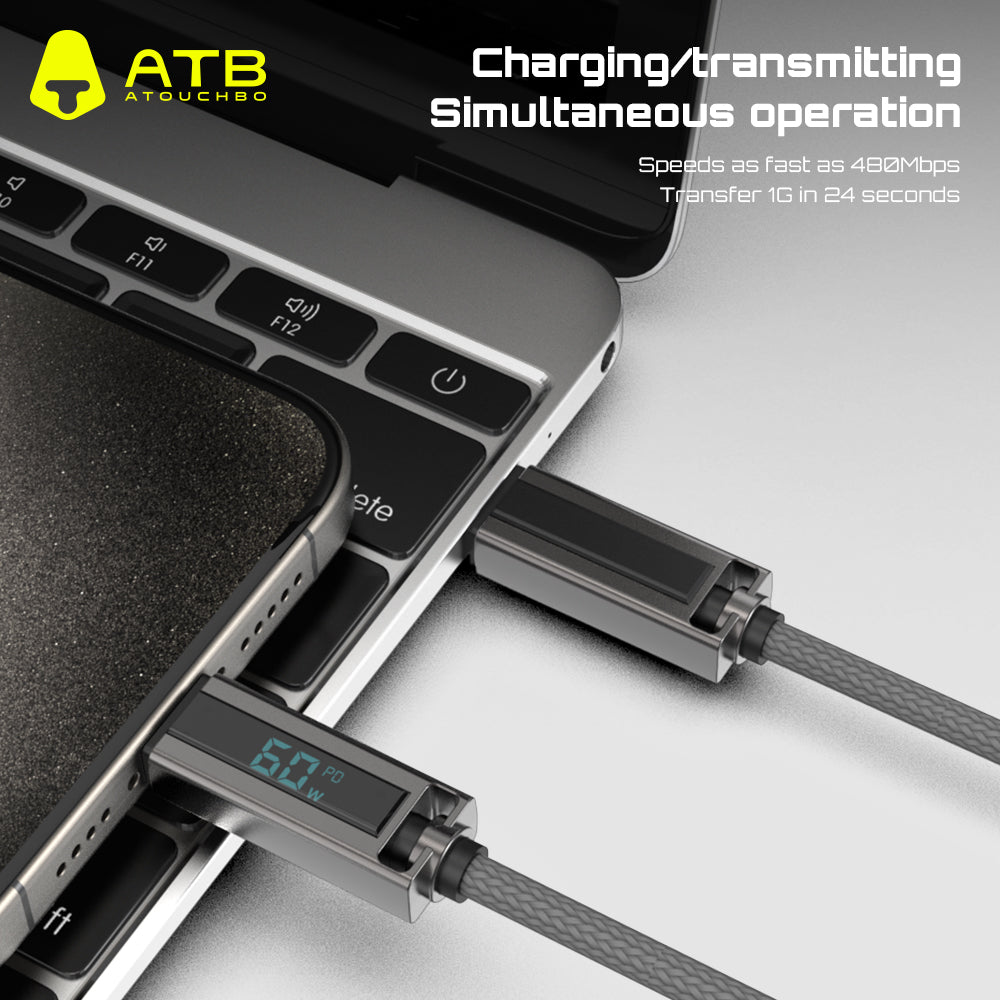 For iPhone Fast Charging LED Display USB Cable Mobile Phone 100W Fast Charging USB Data Cable Type C.