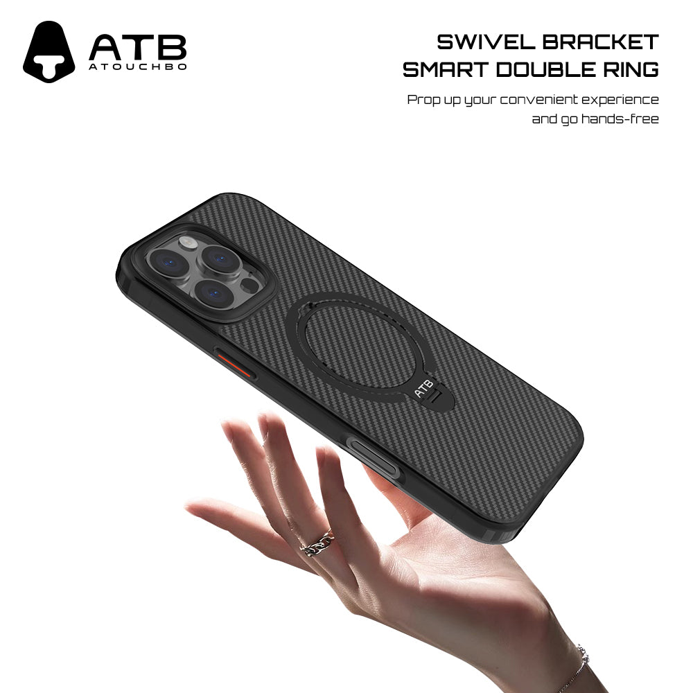 ATB Top Series Carbon fiber Double ring magnetic Bracket phone case