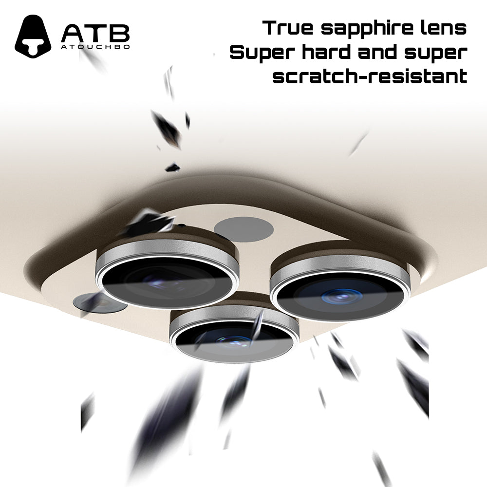 ATB [3-pack] Camera Lens Protector Phone Accessories for iPhone 15 Pro/Pro Max Ultra-tough Titanium Alloy Sapphire Lens Film Rear Camera Screen Cover [Not Easy to Break] [Strong Adsorption] [Case-Friendly] Ultra-tough Cover Sticker