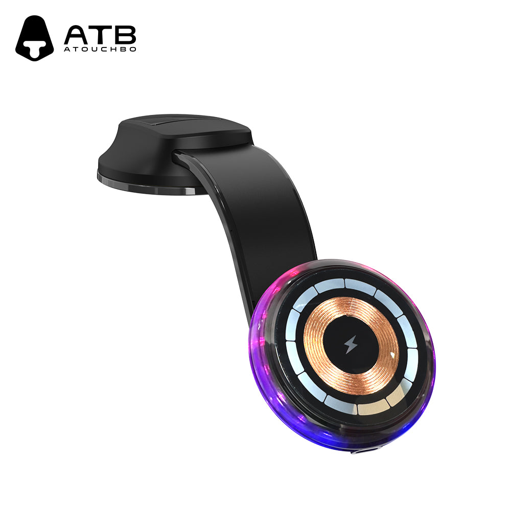 Car Mount Wireless Fast Charger 15W with LED Ambient Light Wireless Fast Charging Mobile Phone Holder