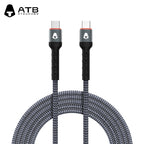 Atouchbo Pogranda Ŝarga Kablo Nilona Plektita Aluminialoja USB-Kablo Rapida Ŝarga Poŝtelefona USB-Datuma Kablo Tipo C.