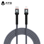 Atouchbo Pogranda Ŝarga Kablo Nilona Plektita Aluminialoja USB-Kablo Rapida Ŝarga Poŝtelefona USB-Datuma Kablo Tipo C.