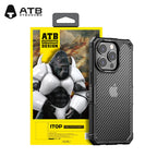 ATB Warrior Series Duontrapenetrebla karbonfibra desegnaĵo-telefono-ujo por iPhone 14