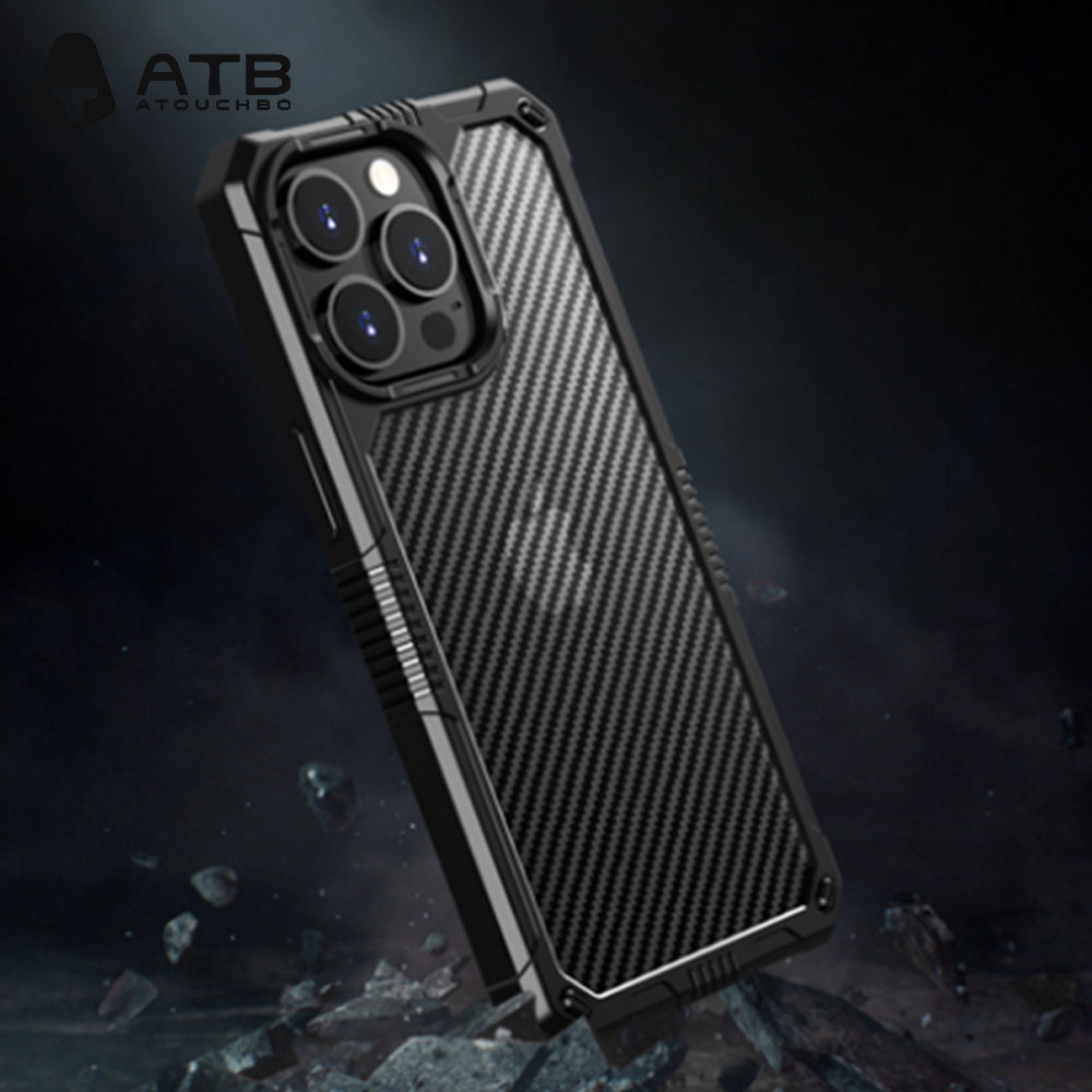 ATB Warrior Series Semi-permeable carbon fiber pattern phone case For iPhone 14