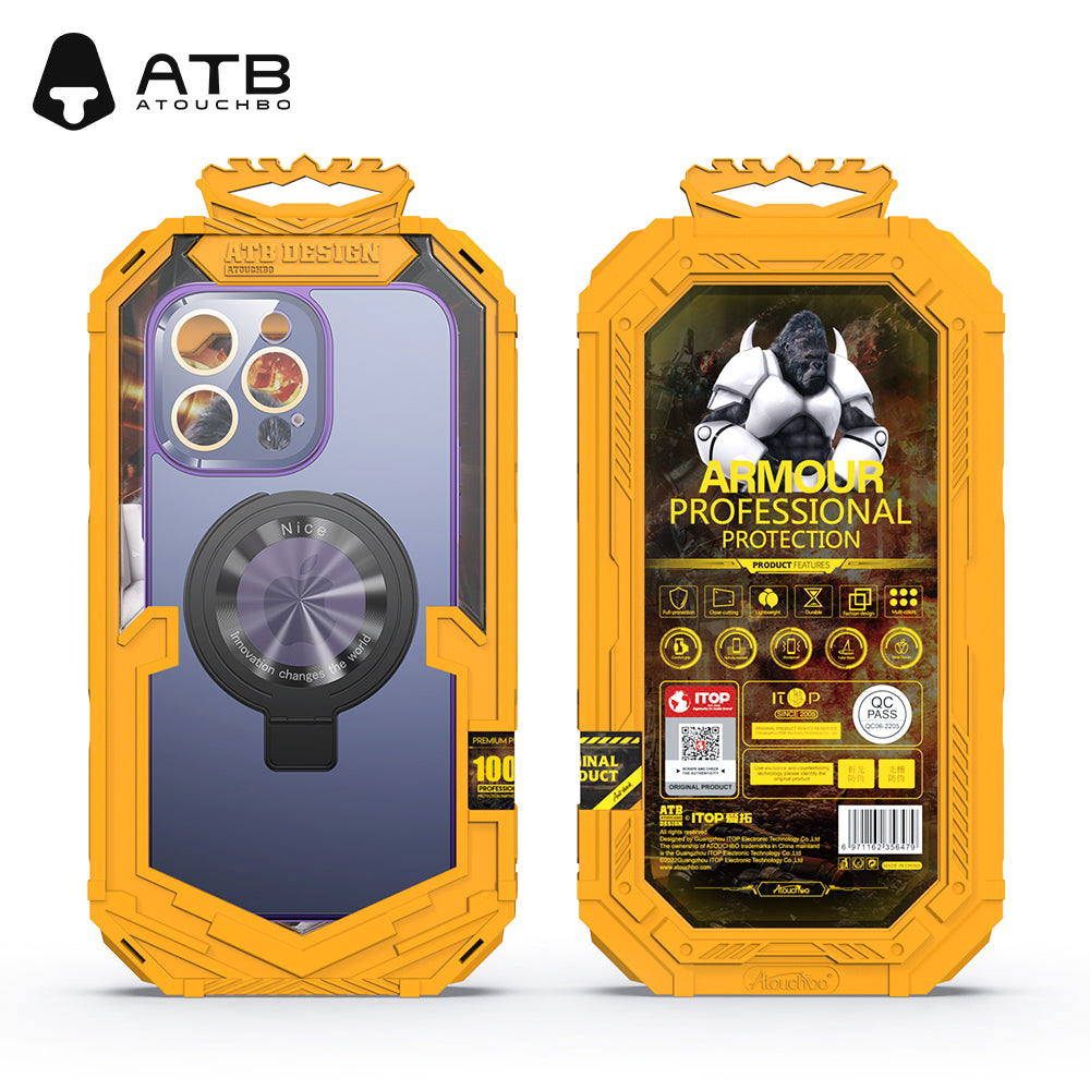 Atouchbo 2023 New Design Acrylic Magsafe Soft TPU+PC Phone Case with Ring Holder for iPhone 14 Case 13 15 Pro Max