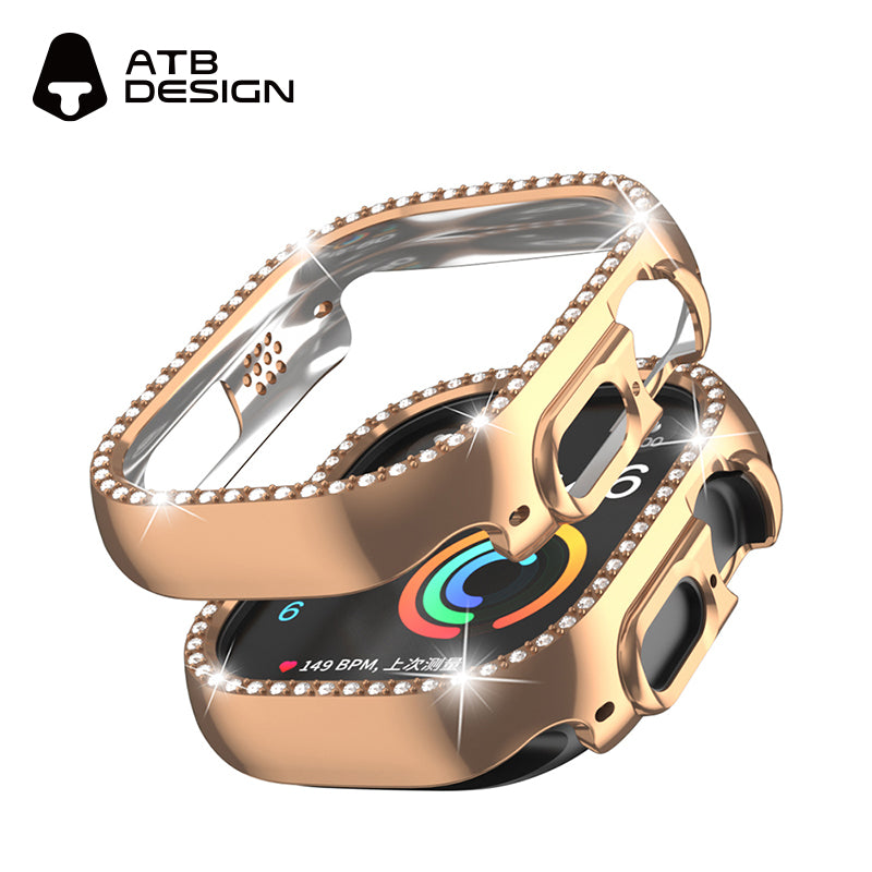 ATB Titan Series Plated Single-Color Skeletonized Case with Single Row of Diamonds