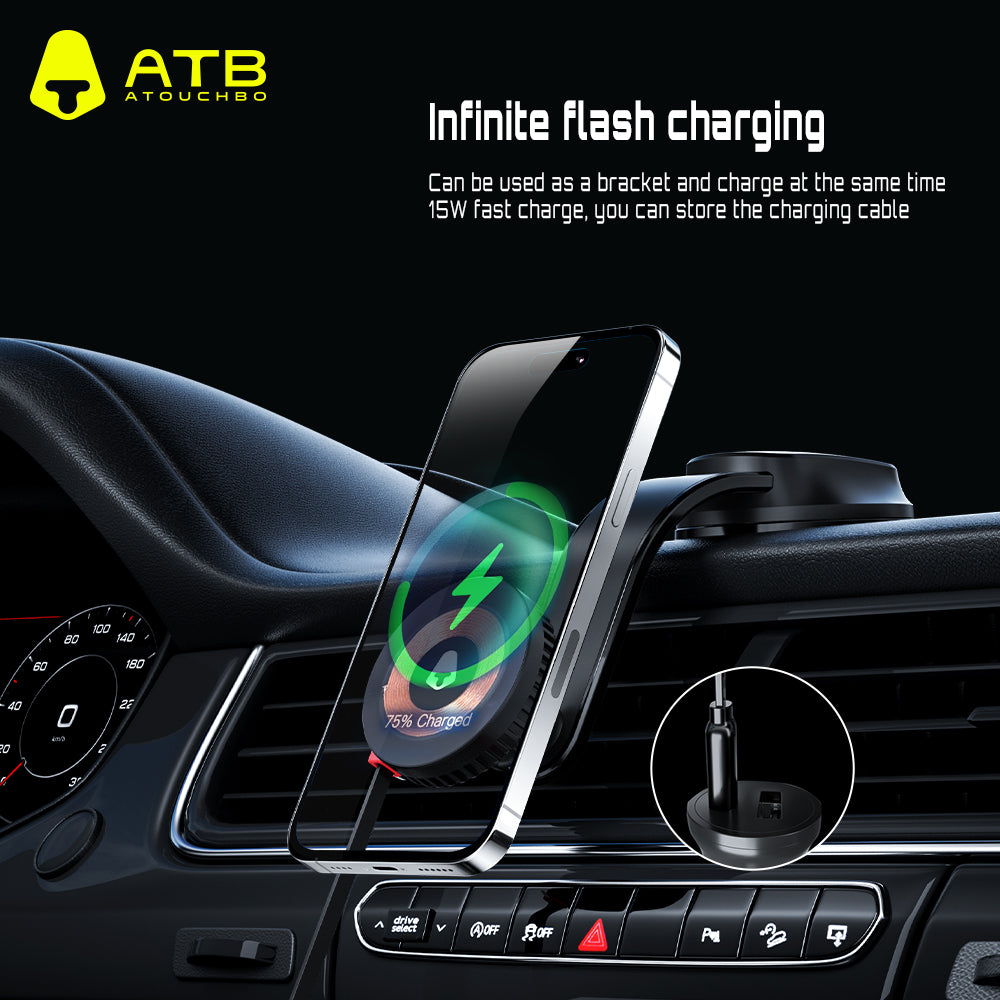 Phone Holder For Car Universal Dashboard Car mobile Phone Holder Magnetic Wireless Charging Phone Holder For iPhone 14 15