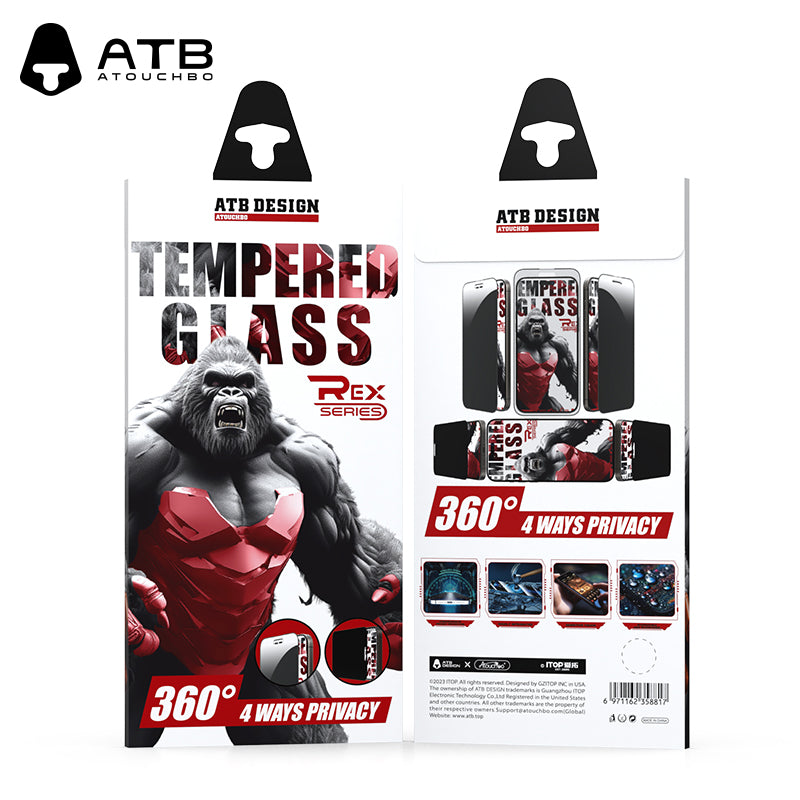 ATB Rex Series 360 ° Four sided Anti peeping Tempered Glass/Rex Red Bottom Plate