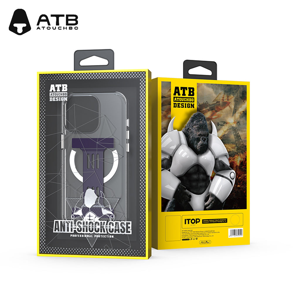 ATB Shockproof Transparent Magnetic Suction Case for iPhone 14 with Wrist Strap