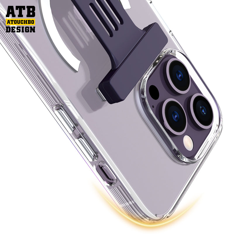 ATB Shockproof Transparent Magnetic Suction Case for iPhone 14 with Wrist Strap