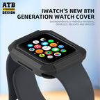 ATBCarbon Fibra Akvorezista Horloĝkazo por iPhone Apple Watch Kovrilo 40mm 45mm Kovrokazo