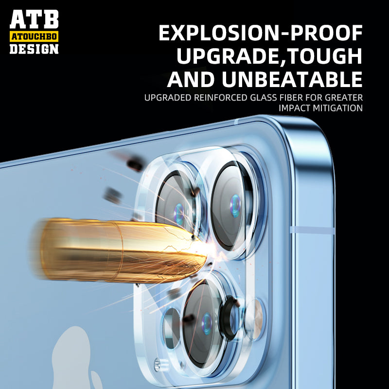 HD tempered glass one-piece lens sticker + Metal for iPhone Camera Lens Protector