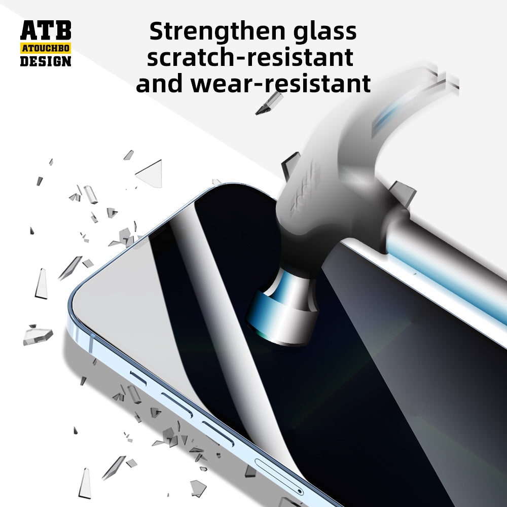 Full Coverage Privacy Tempered Glass Screen Protector with Easy Install Tools