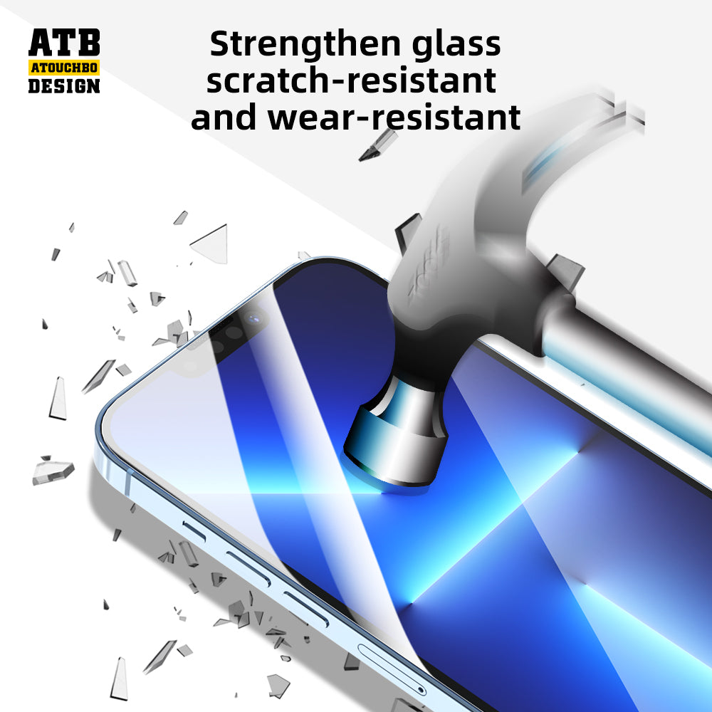 Full Coverage HD Tempered Glass Screen Protector with Easy Install Tools