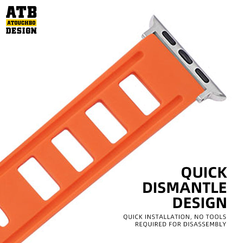 ATB Sweatproof Square Hole 38MM 40MM 49MM Silicone Watch Band For Apple iPhone Watch SE Strap
