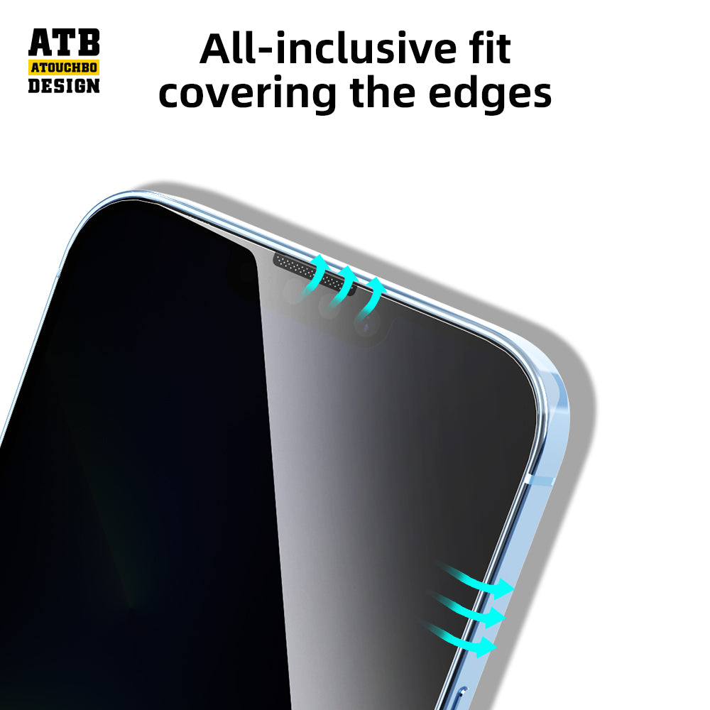 Full Coverage Privacy Tempered Glass Screen Protector with Easy Install Tools