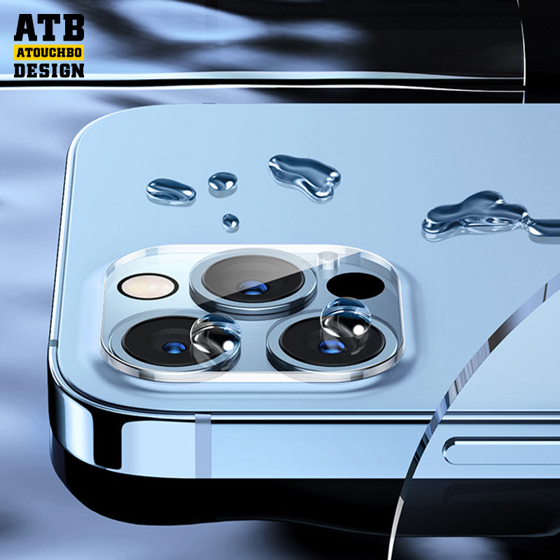 HD tempered glass one-piece lens sticker + Metal for iPhone Camera Lens Protector