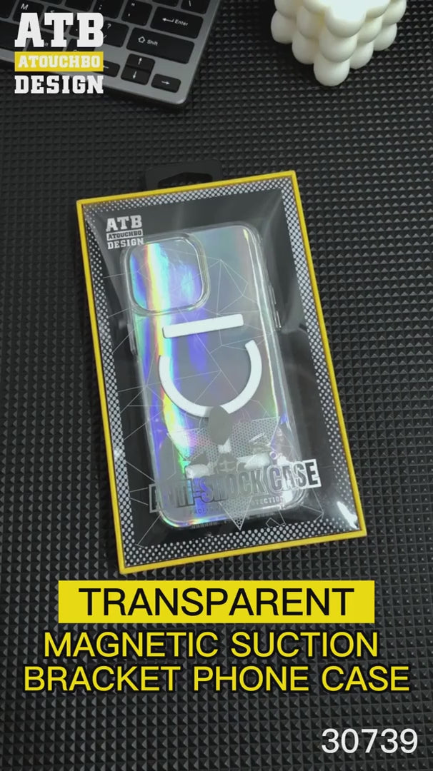 ATB Shockproof transparent magnetic suction For iPhone 14 Case Premium With Wrist Strap