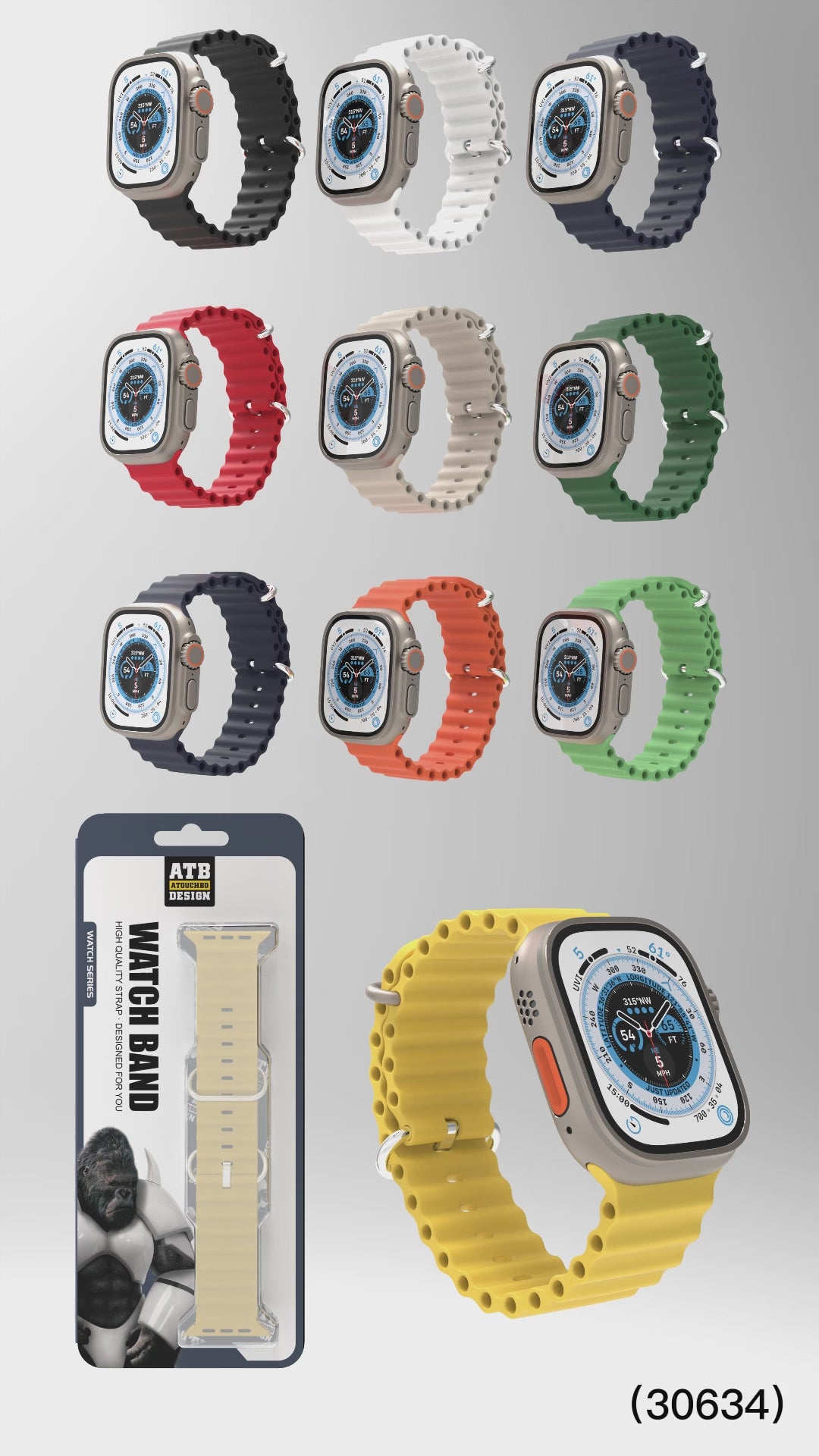 ATB Silicone breathable Sport Watch Band For Apple Watch Ultra